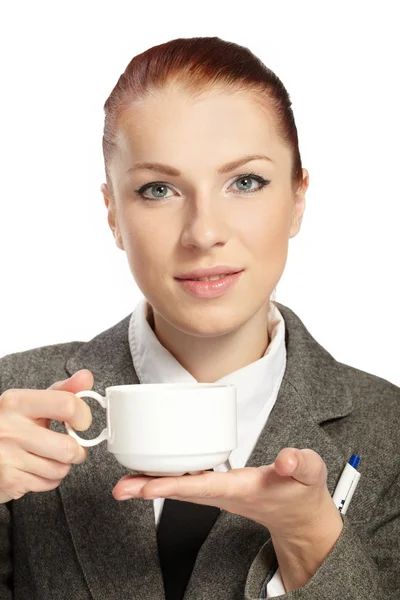 Бизнесмен с чашкой кофе — стоковое фото