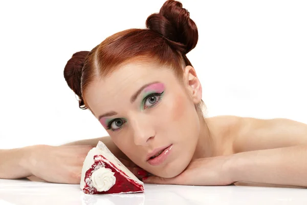 Mulher bonita com pastelaria — Fotografia de Stock