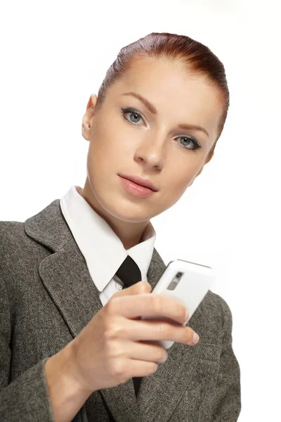 Femme d'affaires avec téléphone portable — Photo