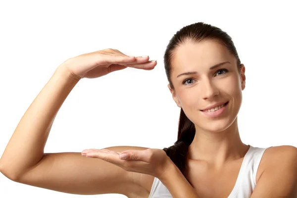 Joven mujer feliz en ropa deportiva — Foto de Stock