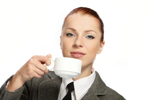 Empresária com xícara de café — Fotografia de Stock