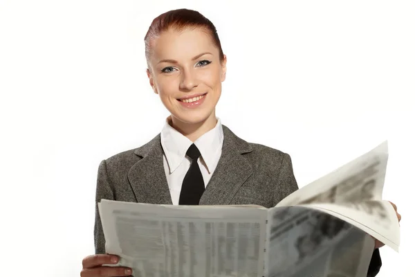 Бізнес-леді з газети — стокове фото