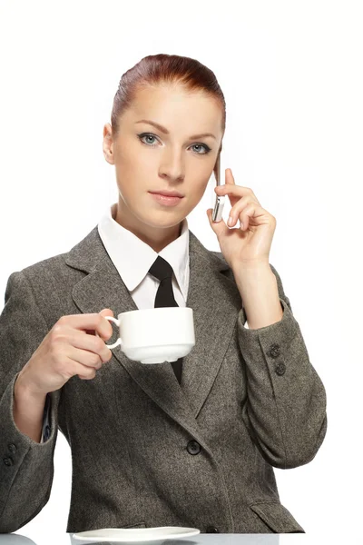 Geschäftsfrau mit Tasse Kaffee. — Stockfoto