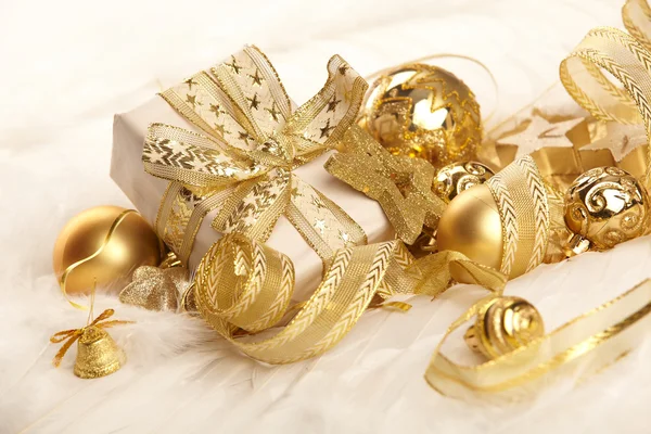 Gold Christmas balls — Stock Photo, Image