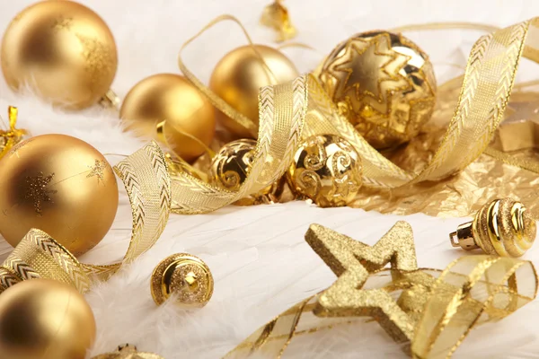 Gold Christmas balls Stock Photo