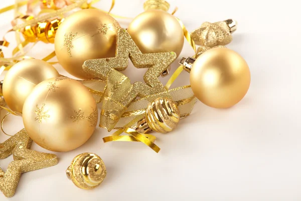 Gouden kerstballen Stockfoto