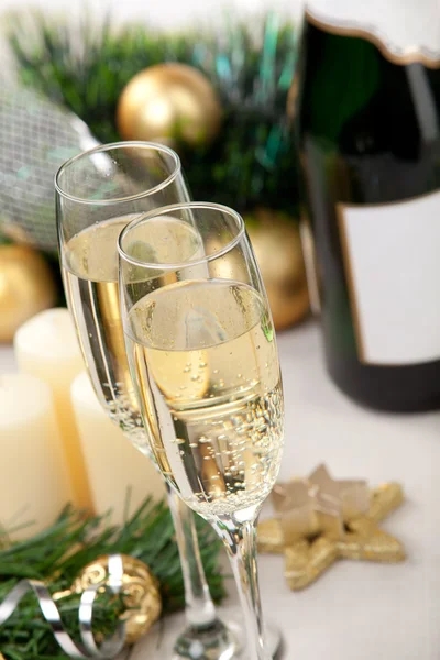 Ochelari de șampanie în ajunul Anului Nou — Fotografie, imagine de stoc