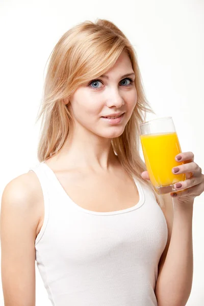 Wanita muda dengan jus jeruk — Stok Foto