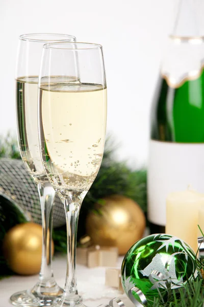 Glasses of champagne at New Year's Eve — Stock Photo, Image