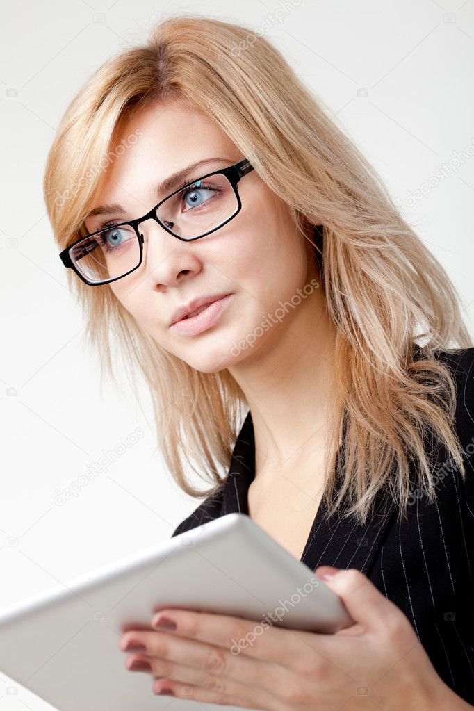 Businesswoman with electronic pad