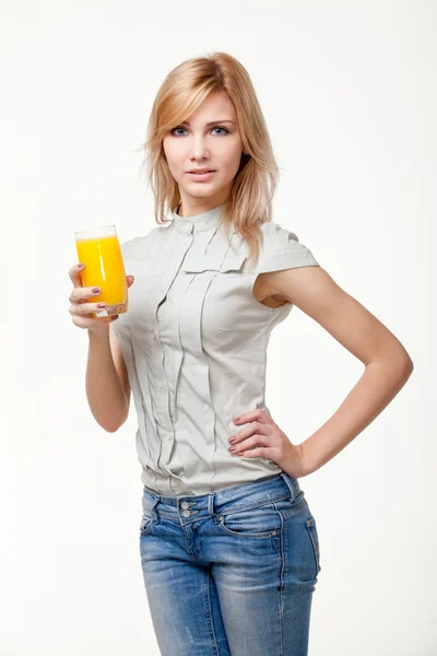 stock image Young woman with orange juice