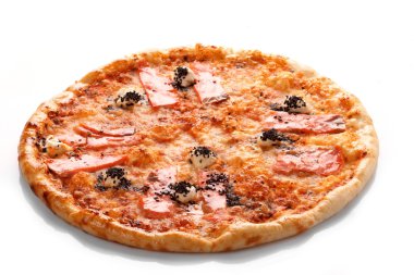 Pizza with grilled salmon clipart