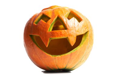 Creepy carved pumpkin face, with a smile clipart