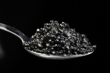 The full spoon of black caviar clipart