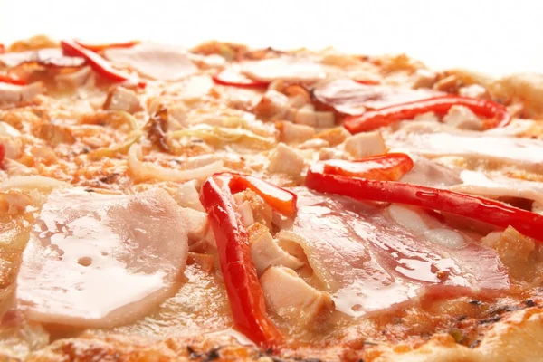 Pizza z pieprzem i szynka — Zdjęcie stockowe
