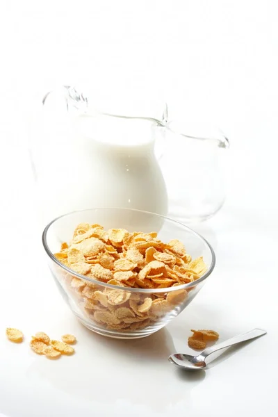 Breakfast with corn-flakes — Stock Photo, Image
