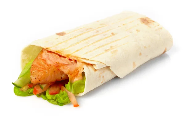 Tortilla with fish and vegetables — Stock Photo, Image