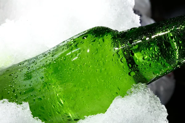 Close-up van de fles in ijs — Stockfoto