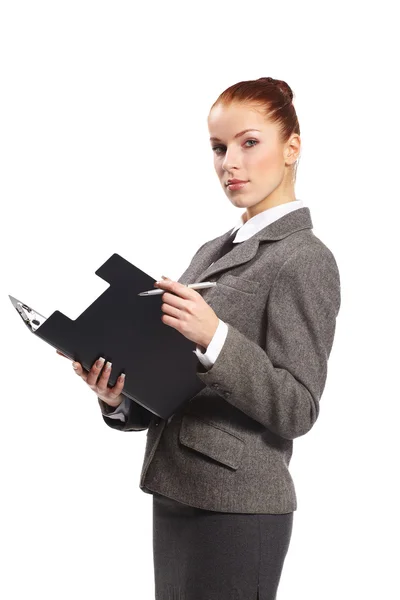 Affärskvinna med en mapp — Stockfoto