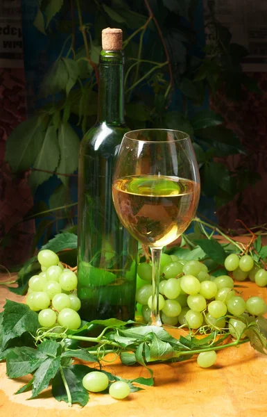 Bicchiere di vino con bottiglia per degustazione vini — Foto Stock