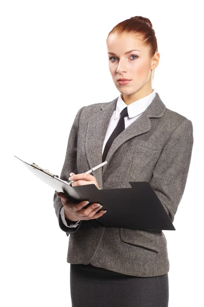 Businesswoman with a folder — Stock Photo, Image