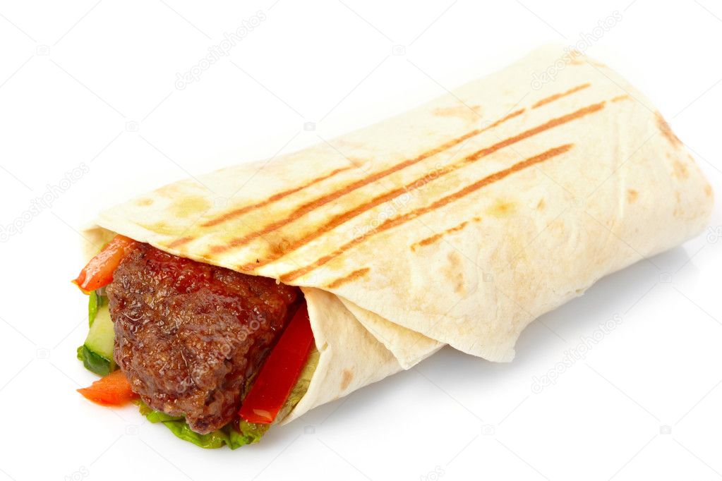 Tortilla with beef and vegetables