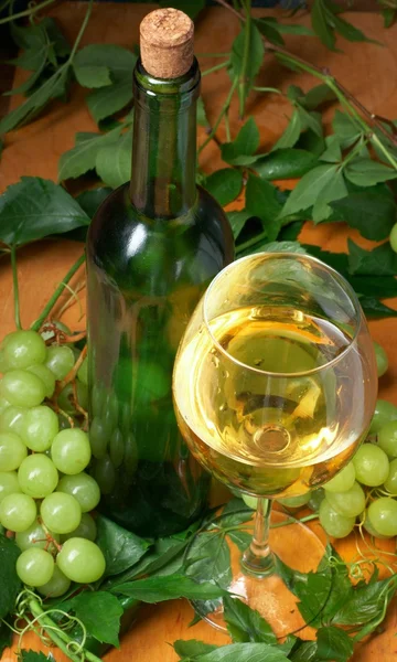 Weinglas mit Flasche zur Weinprobe — Stockfoto