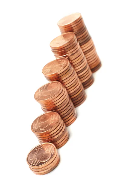 Stairs to wealth, made of columns of coins. — Stock Photo, Image