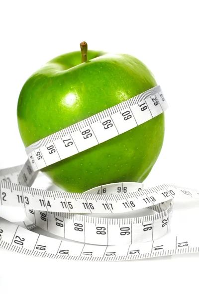 Zelená jablka měřila měřič, sportovní jablka — Stock fotografie