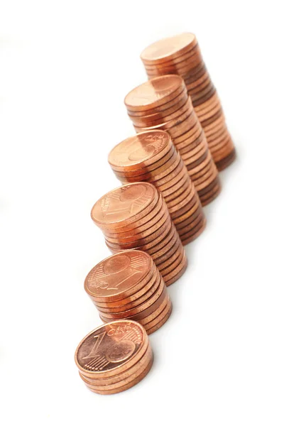 Stairs to wealth, made of columns of coins. — Stock Photo, Image