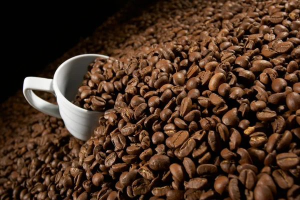 ถ้วยในเมล็ดกาแฟ — ภาพถ่ายสต็อก