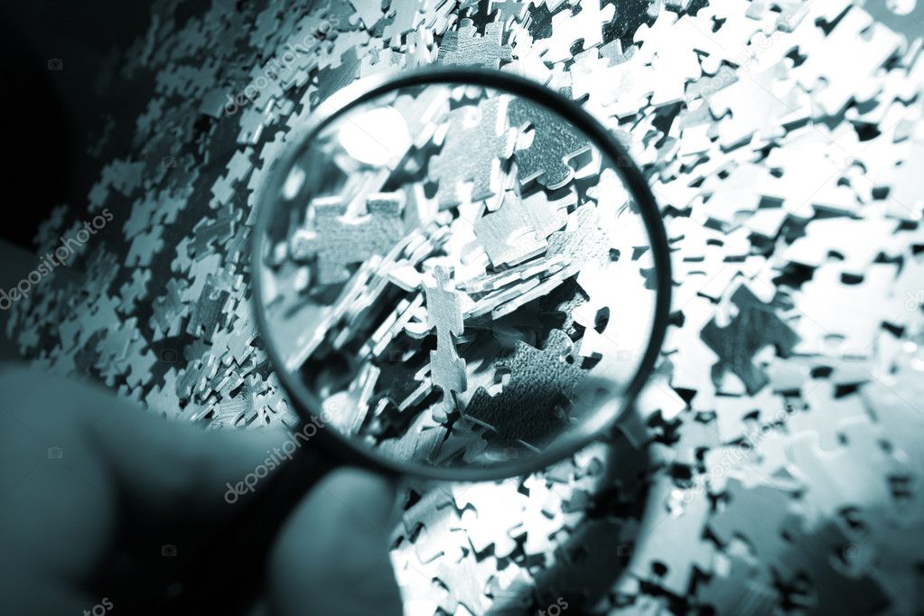 Magnifying glass, puzzle
