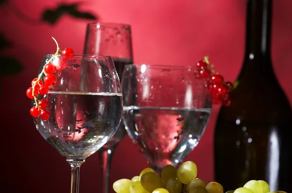 Стакан и бутылка вина — стоковое фото
