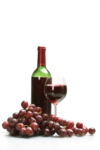 Bottle and glass of wine on white background — Stock Photo, Image