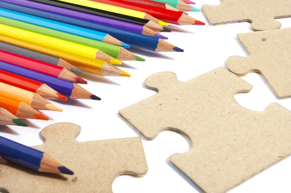 Color pencils, puzzle — Stock Photo, Image