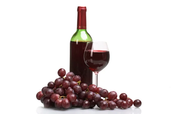 stock image Bottle and glass of wine on white background