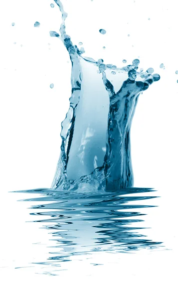 Stänk av blått vatten på en vit bakgrund — Stockfoto
