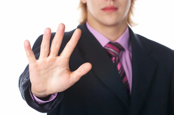 En affärsman med en gest hand — Stockfoto