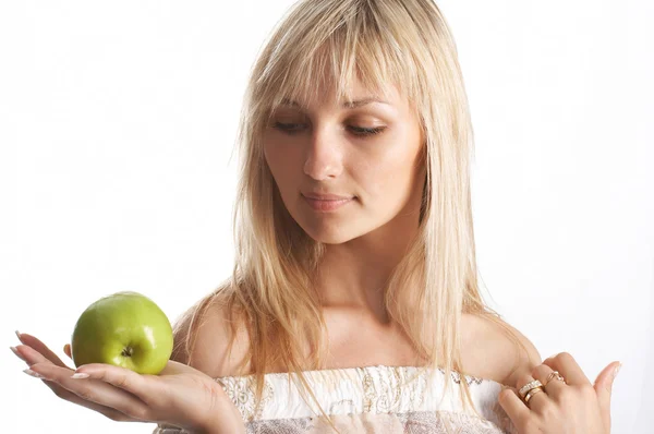 The girl with an apple — Stock Photo, Image