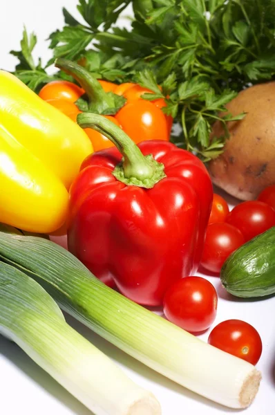 Овочі, фрукти та інші продукти харчування . — стокове фото