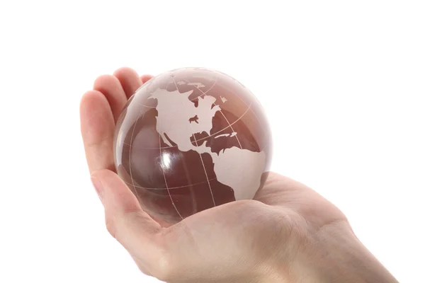 Wereld in de hand en global internet en zakelijke — Stockfoto
