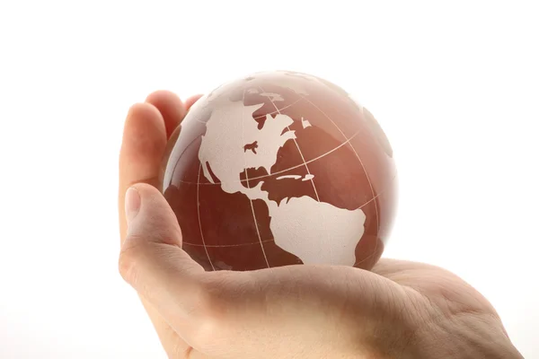 World in hand and global internet and business — Stock Photo, Image