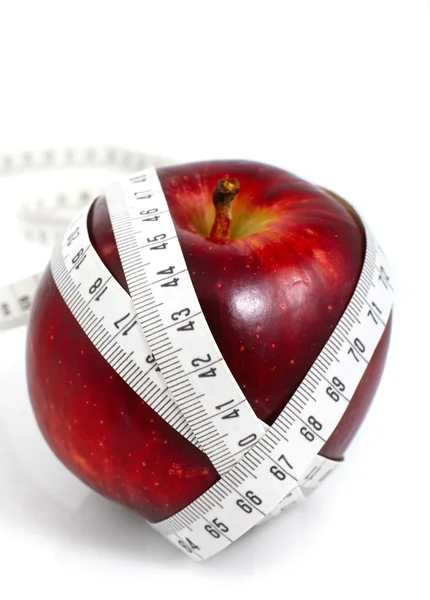 リンゴ測定メートル、スポーツりんご — ストック写真