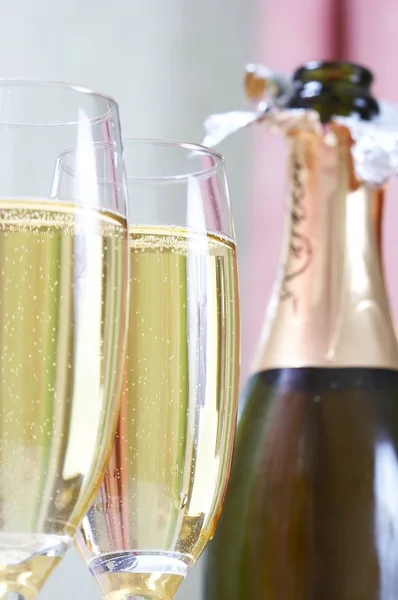 Šampaňské a sklo — Stock fotografie