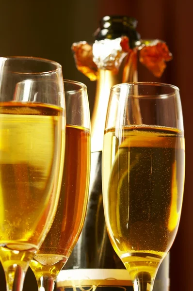Šampaňské a sklo — Stock fotografie