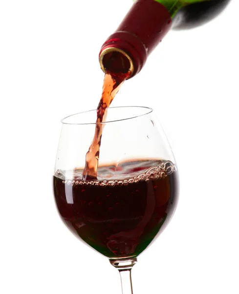 Κόκκινο κρασί γέμισμα ενός ποτηριού, ποτό — Φωτογραφία Αρχείου
