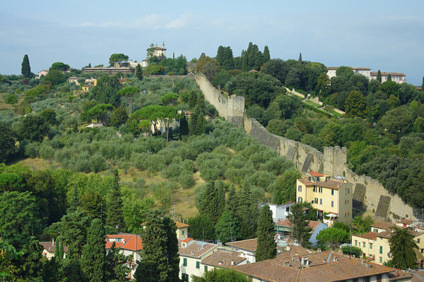 Florence, view of the preserved ancient city wall