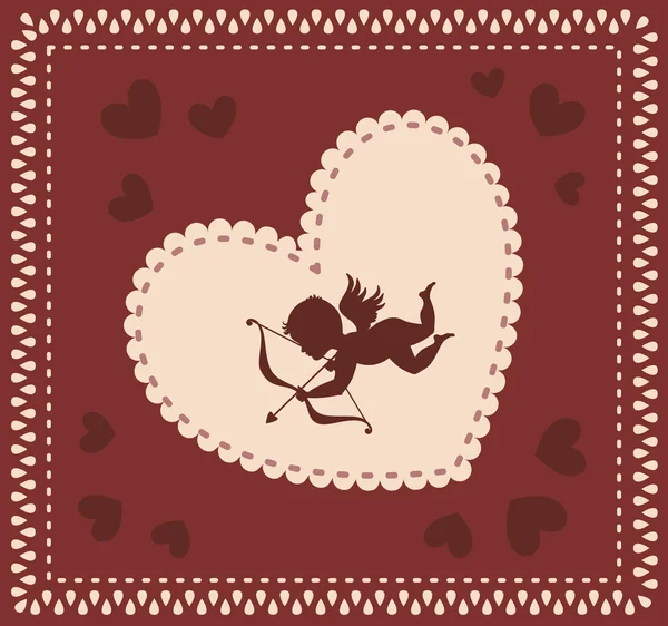 Aftelkalender voor Valentijnsdag vector achtergrond met cupid — Stockvector