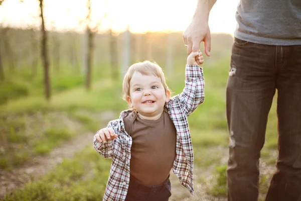 stock image Father with little son outdoor portrait