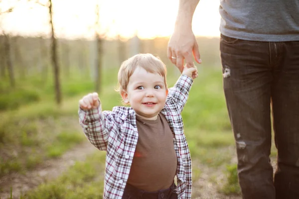 stock image Father with little son outdoor portrait